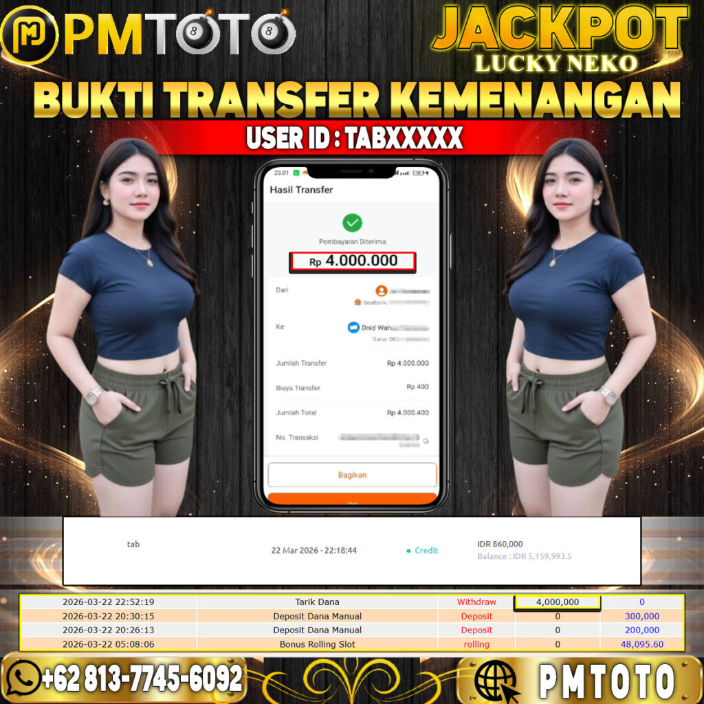 SELAMAT KEPADA MEMBER TABXXXX JACKPOT 4 JUTA DI LUCKY NEKO