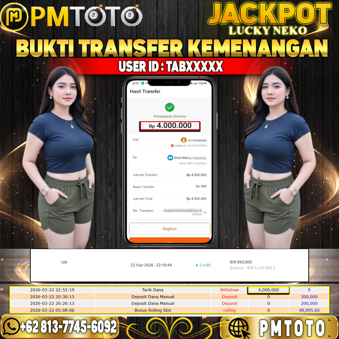 SELAMAT KEPADA MEMBER TABXXXX JACKPOT 4 JUTA DI LUCKY NEKO