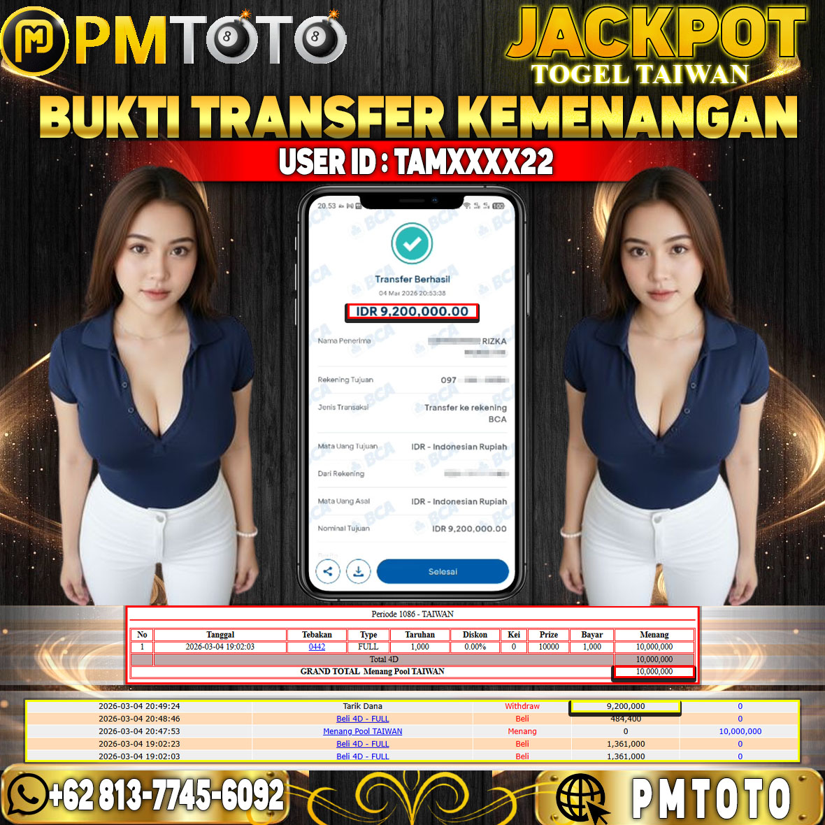 SELAMAT KEPADA MEMBER TAMXXXX22 JACKPOT 9,2 JUTA DI TOGEL TAIWAN