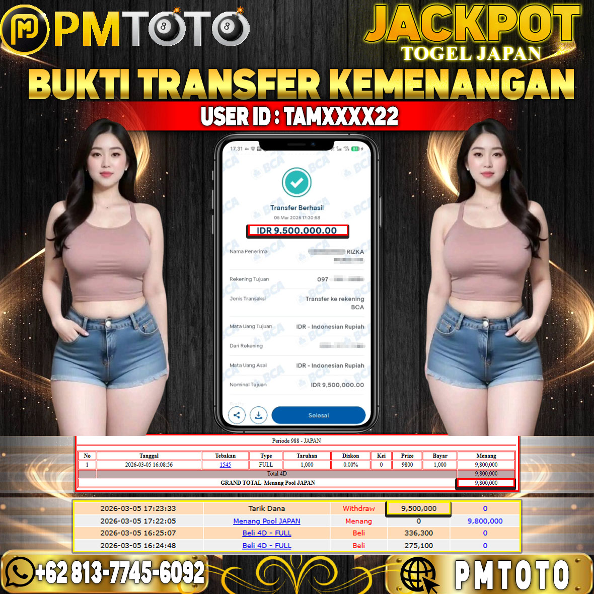 SELAMAT KEPADA MEMBER TAMXXXX22 JACKPOT 9,5 JUTA DI TOGEL JAPAN