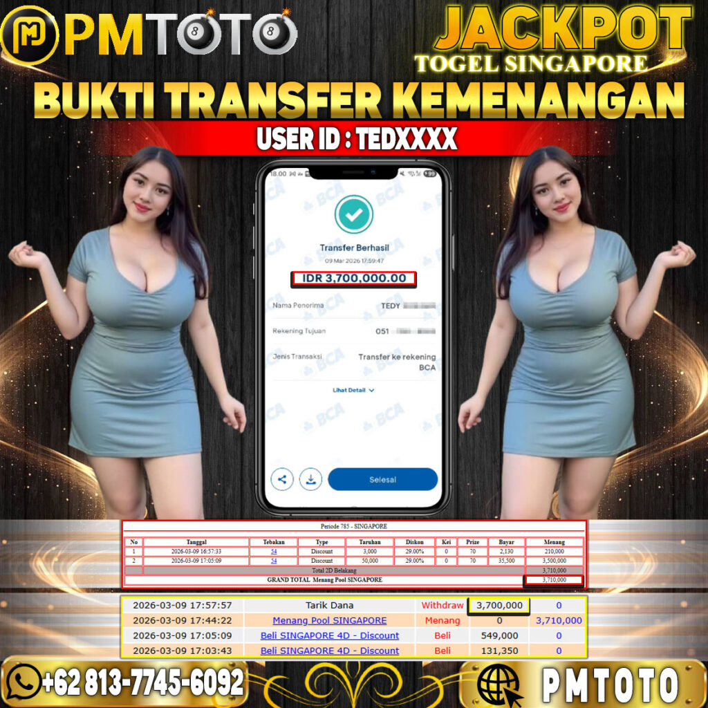 SELAMAT KEPADA MEMBER TEDXXXX JACKPOT 3,7 JUTA DI TOGEL SINGAPORE