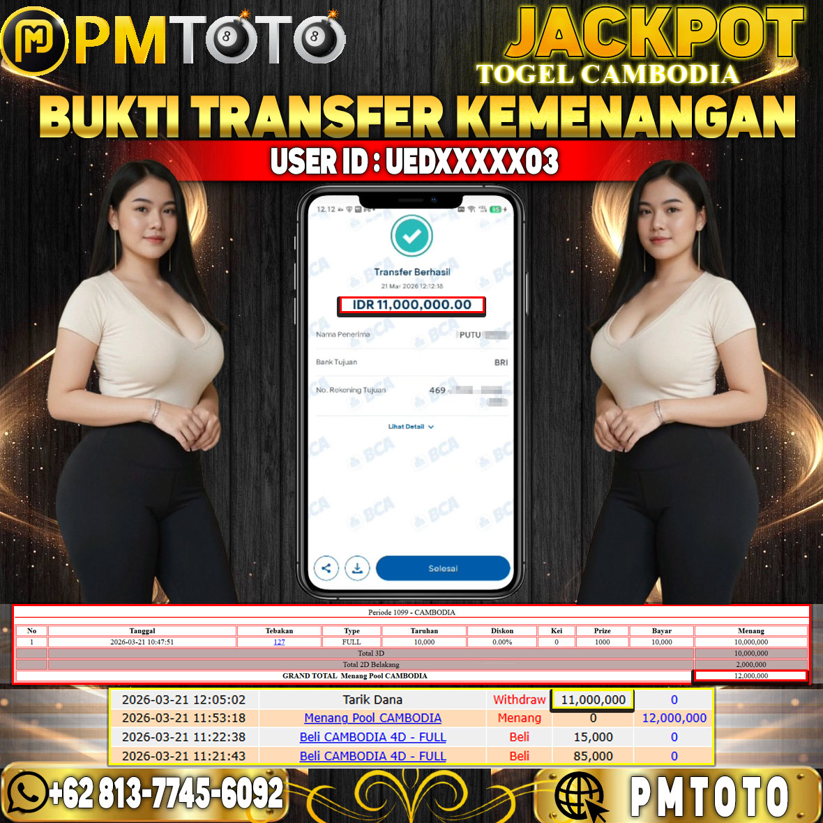 SELAMAT KEPADA MEMBER UEDXXXX03 JACKPOT 11 JUTA DI TOGEL CAMBODIA