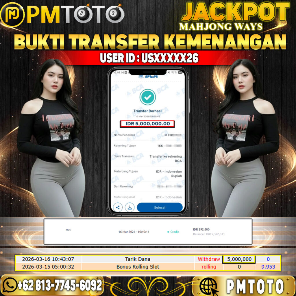 SELAMAT KEPADA MEMBER USXXXX26 JACKPOT 5 JUTA DI MAHJONG WAYS