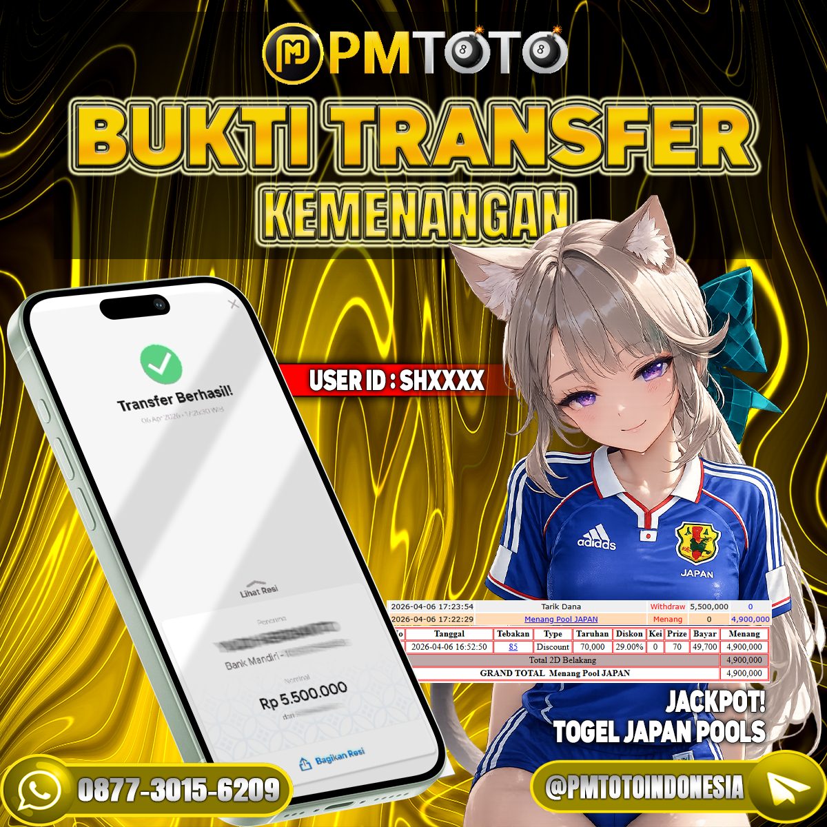 SELAMAT KEPADA MEMBER SHXXXX JACKPOT 5.5 JUTA DI TOGEL JAPAN POOLS