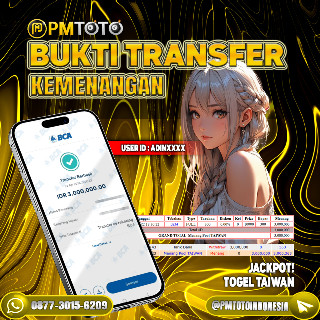 SELAMAT KEPADA MEMBER ADINXXXX JACKPOT 3 JUTA DI TOGEL TAIWAN