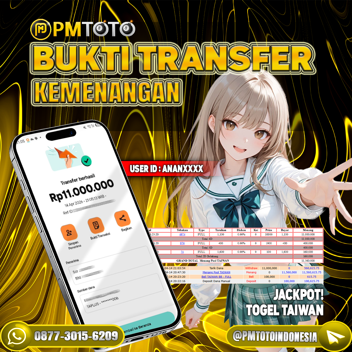 SELAMAT KEPADA MEMBER ANANXXXX JACKPOT 11 JUTA DI TOGEL TAIWAN