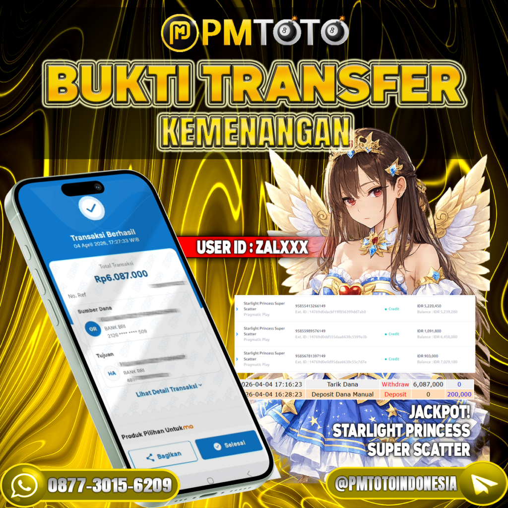 SELAMAT KEPADA MEMBER ZALXXX JACKPOT 6 JUTA DI SLOT STARLIGHT PRINCESS SUPER SCATTER