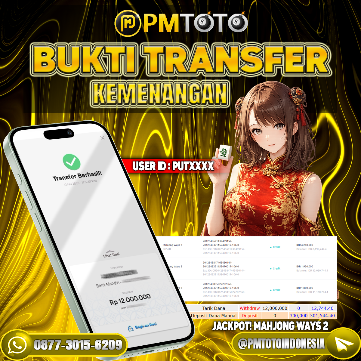 SELAMAT KEPADA MEMBER PUTXXXX JACKPOT 12 JUTA DI SLOT MAHJONG WAYS 2