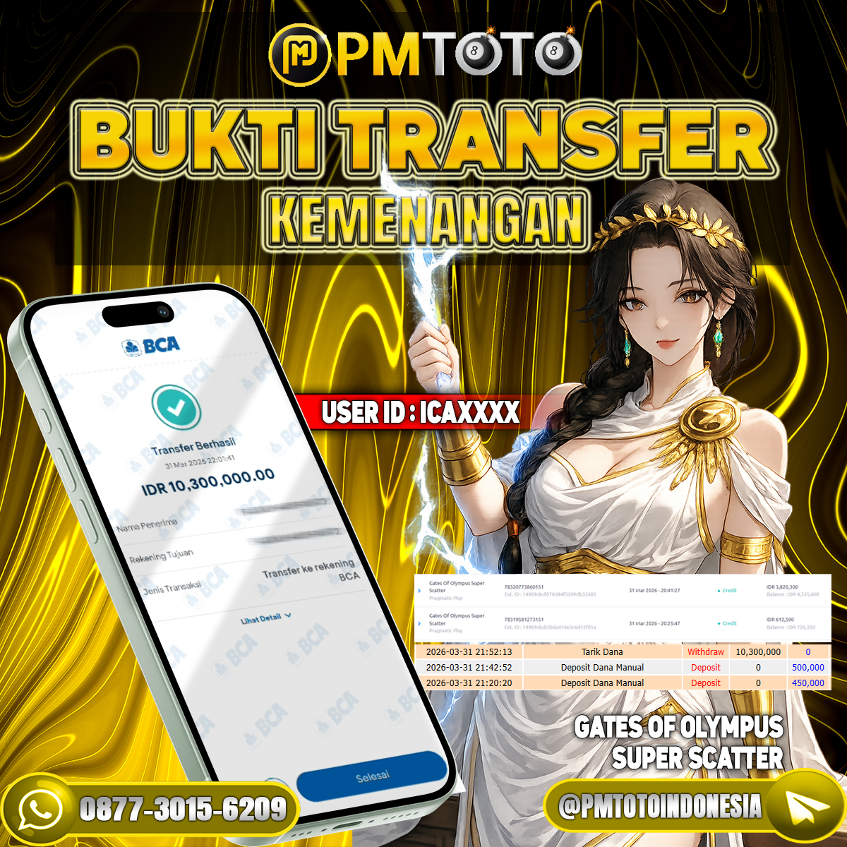 SELAMAT KEPADA MEMBER ICAXXXX JACKPOT 10.3 JUTA DI SLOT GATES OF OLYMPUS SUPER SCATTER