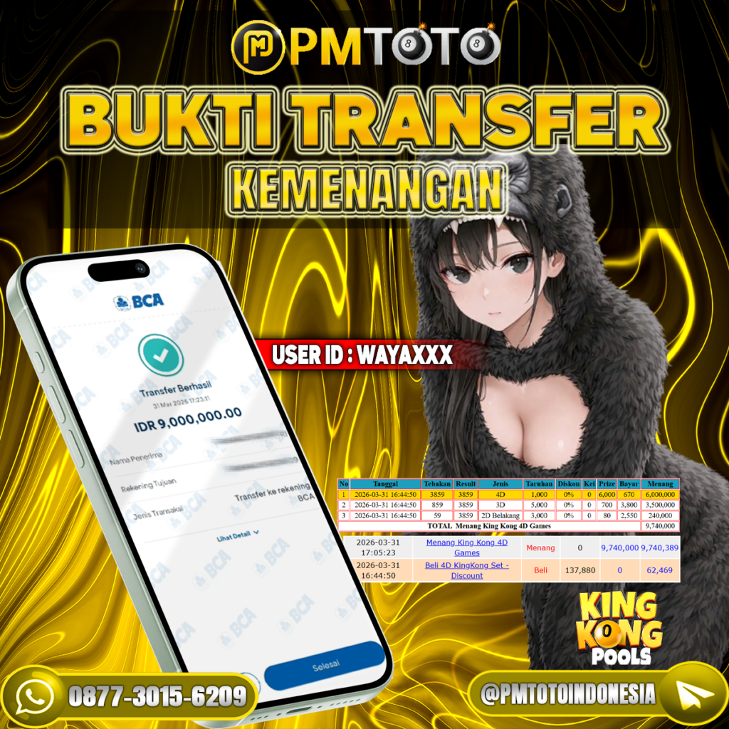 SELAMAT KEPADA MEMBER WAYAXXXX JACKPOT 9 JUTA DI TOGEL KINGKONG 4D