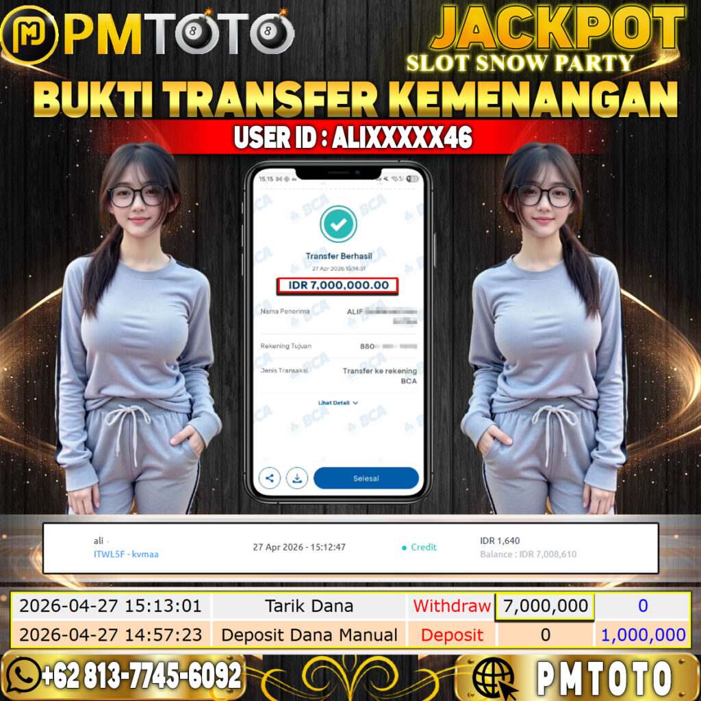 SELAMAT KEPADA MEMBER ALIXXXX46 JACKPOT 7 JUTA DI SLOT SNOW PARTY