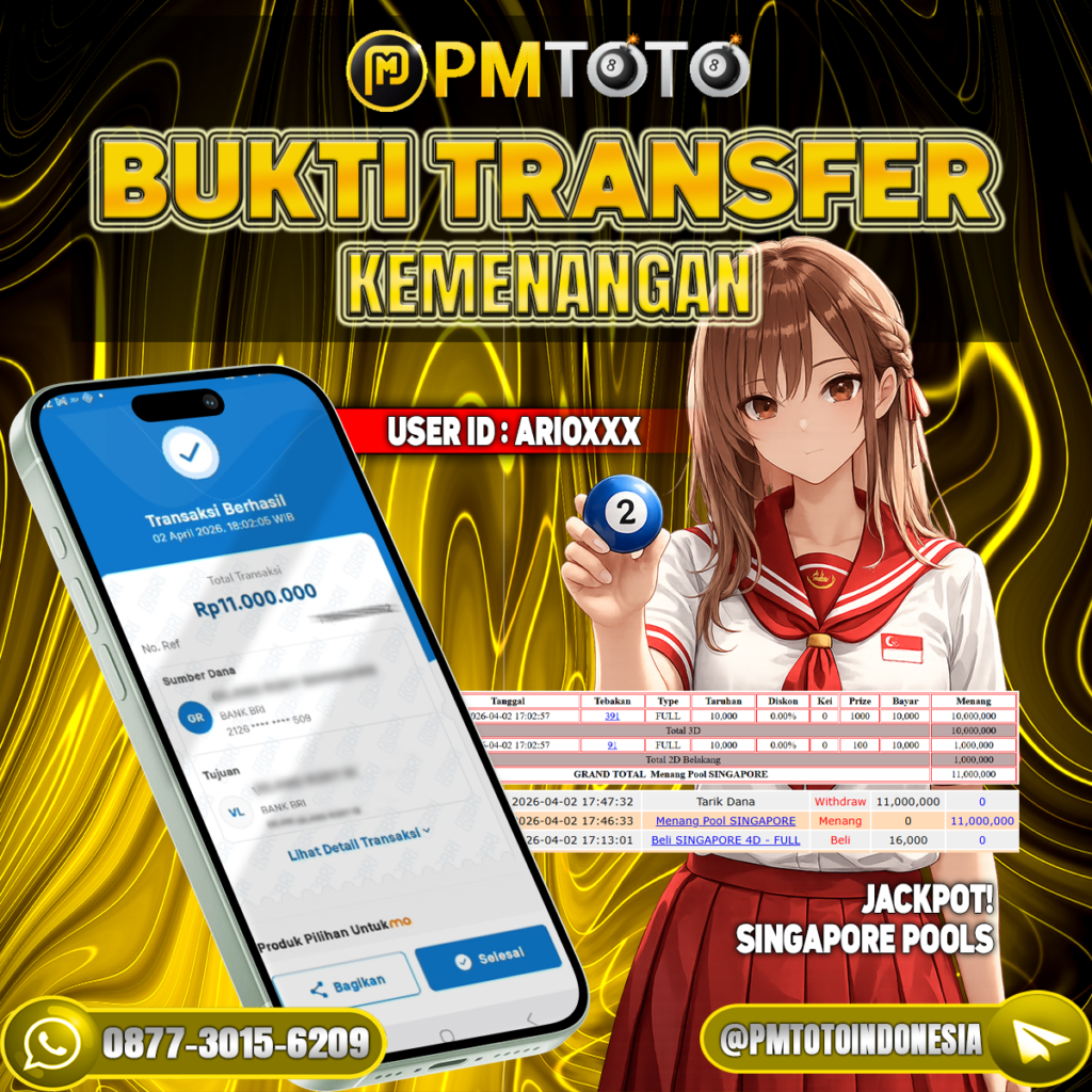 SELAMAT KEPADA MEMBER ARIOXXX JACKPOT 11 JUTA DI TOGEL SINGAPORE
