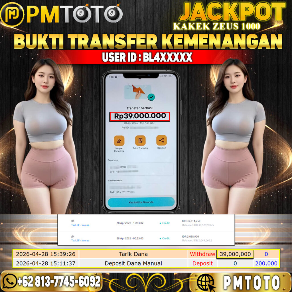 SELAMAT KEPADA MEMBER BL4XXXX JACKPOT 39 JUTA DI SLOT GATES OF OLYMPUS 1000