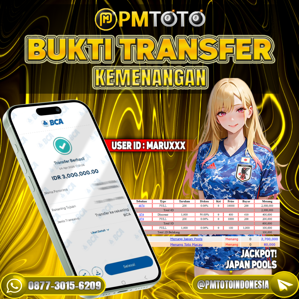 SELAMAT KEPADA MEMBER MARUXXX JACKPOT 3 JUTA DI TOGEL JAPAN