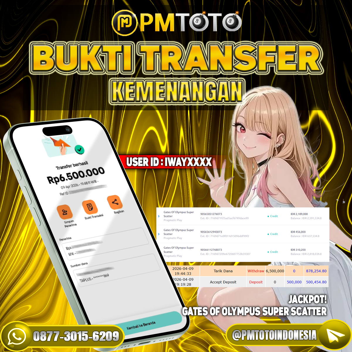 SELAMAT KEPADA MEMBER IWAYXXXX JACKPOT 6.5 JUTA DI SLOT GATES OF OLYMPUS SUPER SCATTER