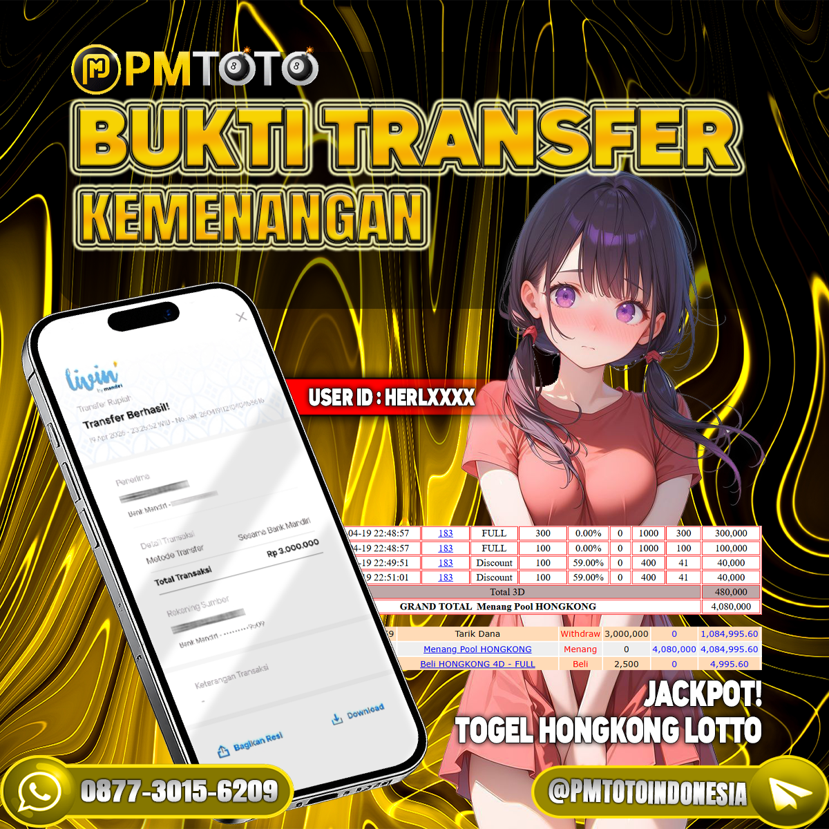 SELAMAT KEPADA MEMBER HERLXXXXX JACKPOT 3 JUTA DI TOGEL HONGKONG LOTTO