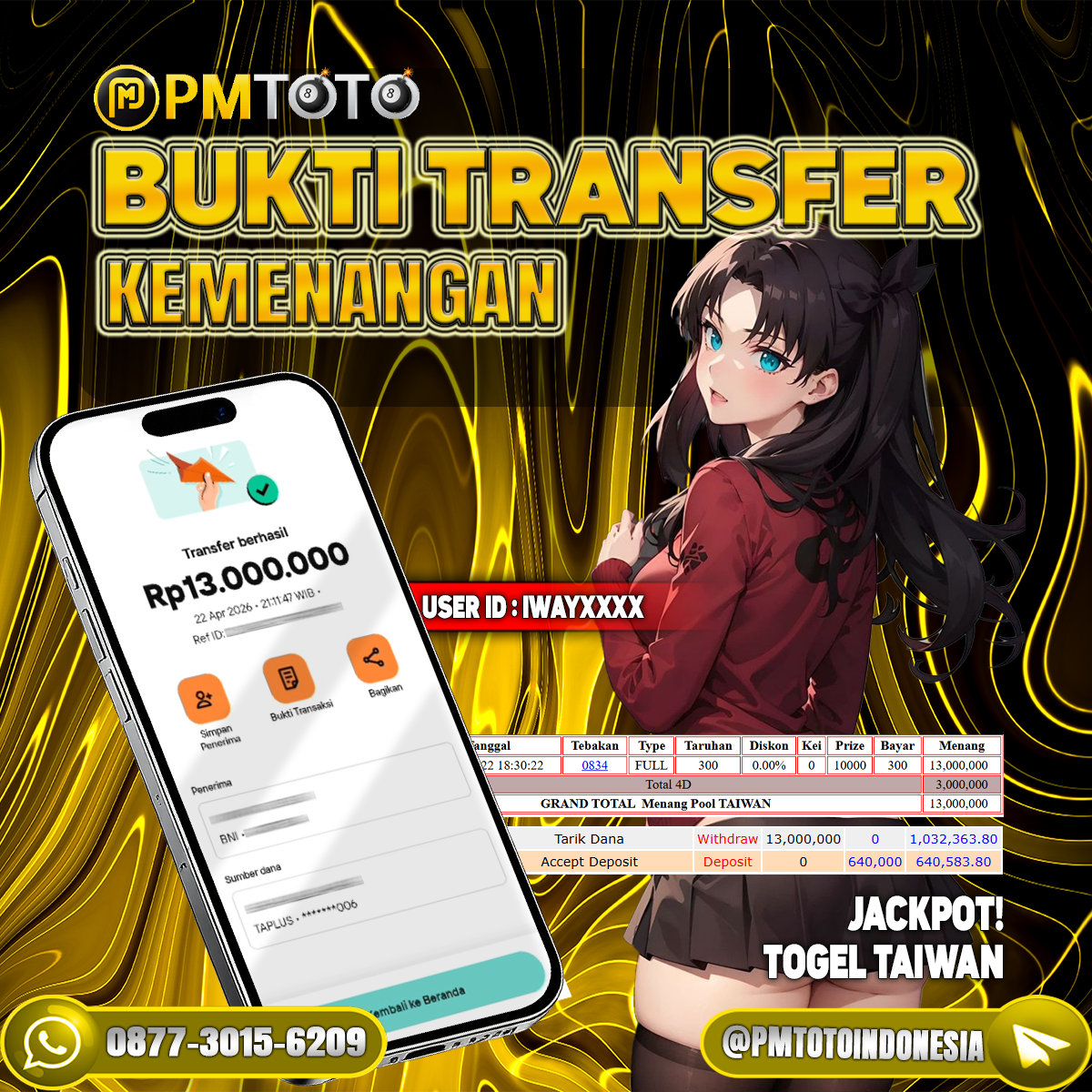 SELAMAT KEPADA MEMBER IWAYXXXX JACKPOT 13 JUTA DI TOGEL TAIWAN