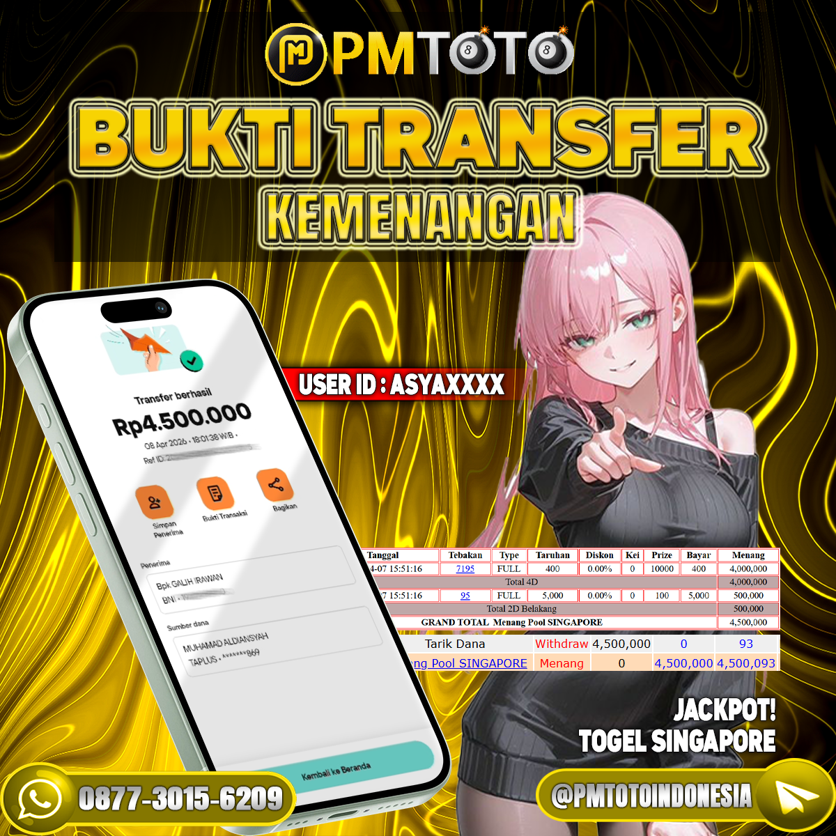 SELAMAT KEPADA MEMBER ASYAXXXX JACKPOT 4.5 JUTA DI TOGEL SINGAPORE