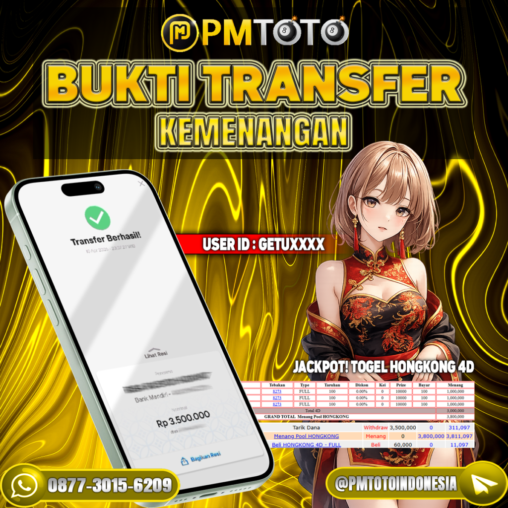 SELAMAT KEPADA MEMBER GETUXXXX JACKPOT 3.5 JUTA DI TOGEL HONGKONG 4D