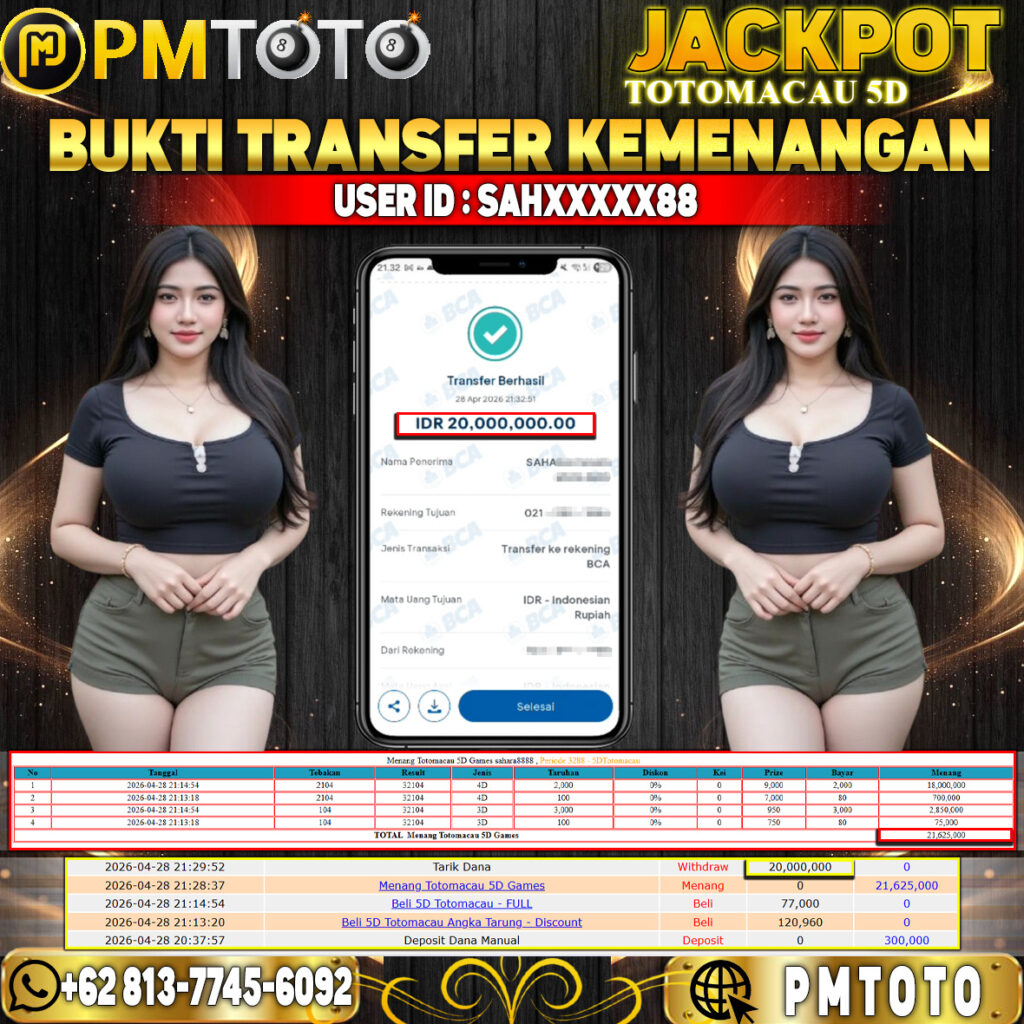 SELAMAT KEPADA MEMBER SAHXXXX88 JACKPOT 20 JUTA DI TOGEL TOTO MACAU 5D