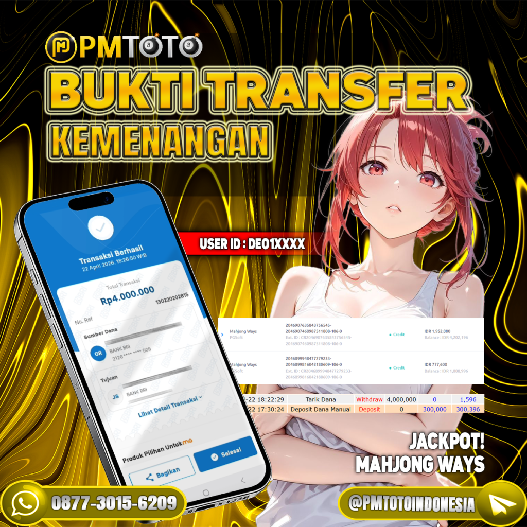 SELAMAT KEPADA MEMBER DEO1XXXX JACKPOT 3 JUTA DI SLOT MAHJONG WAYS