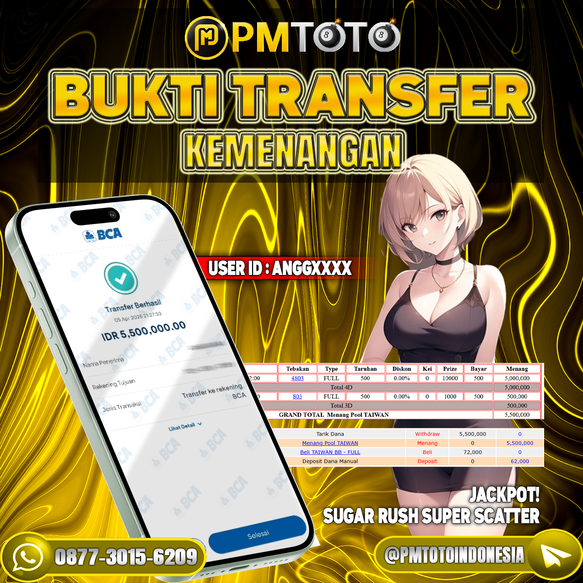 SELAMAT KEPADA MEMBER ANGXXXX JACKPOT 5.5 JUTA DI TOGEL TAIWAN