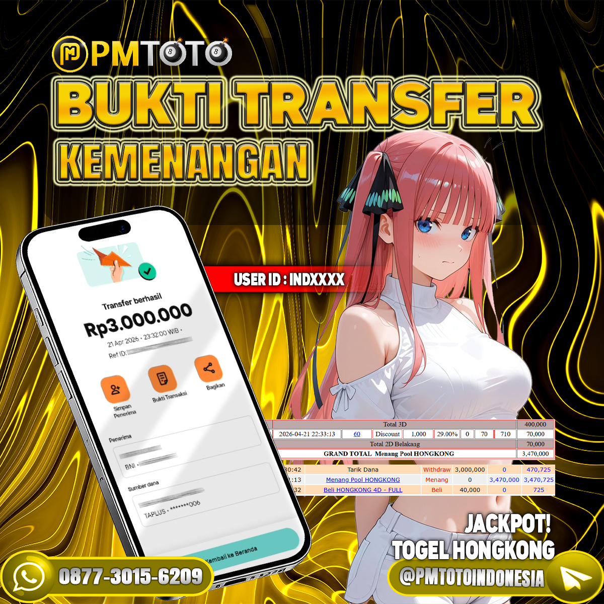 SELAMAT KEPADA MEMBER INDXXXX JACKPOT 3 JUTA DI TOGEL HONGKONG