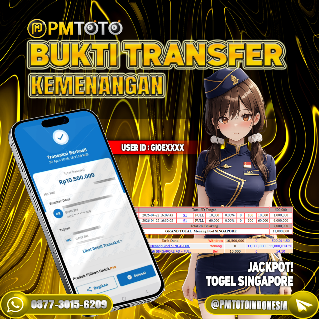 SELAMAT KEPADA MEMBER GIOEXXXX JACKPOT 10.5 JUTA DI TOGEL SINGAPORE