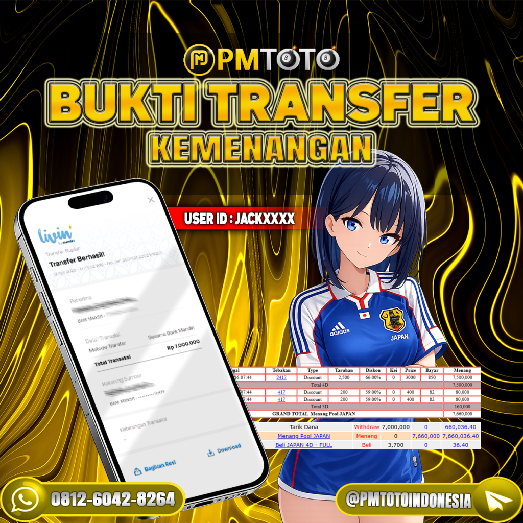 SELAMAT KEPADA MEMBER JACKXXXX JACKPOT 7 JUTA DI TOGEL JAPAN POOLS
