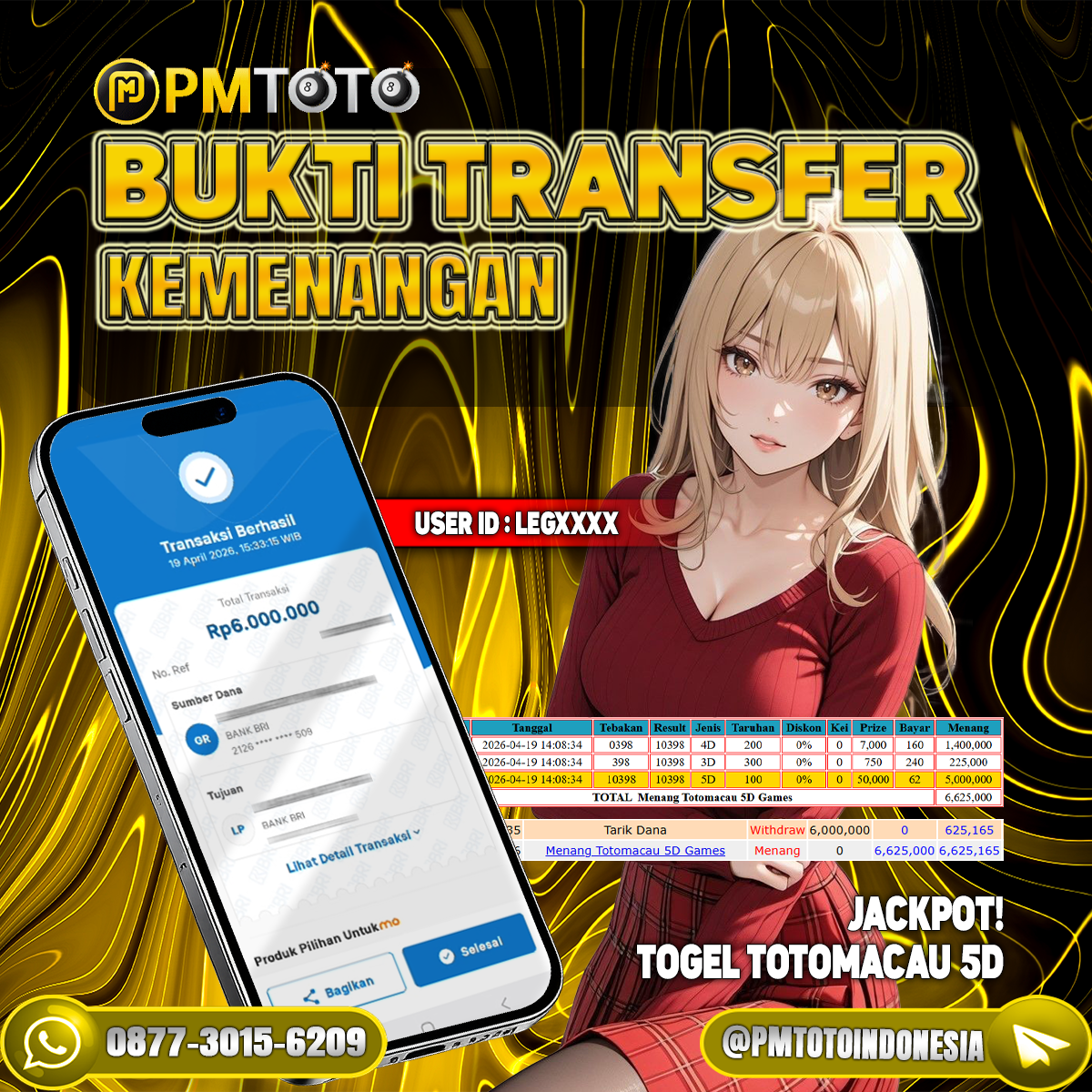 SELAMAT KEPADA MEMBER LEGXXXXX JACKPOT 6 JUTA DI TOGEL TOTOMACAU 5D