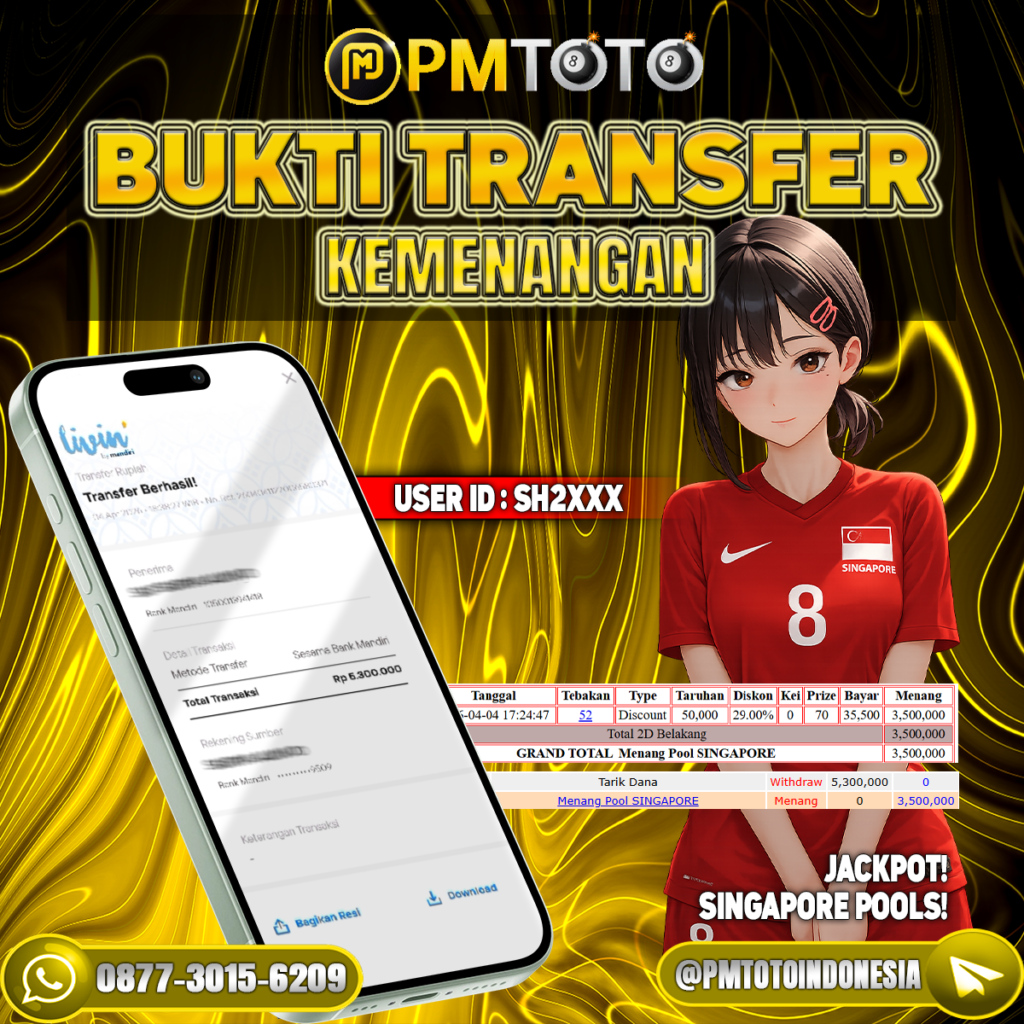 SELAMAT KEPADA MEMBER SH2XXX JACKPOT 5.3 JUTA DI TOGEL SINGAPORE