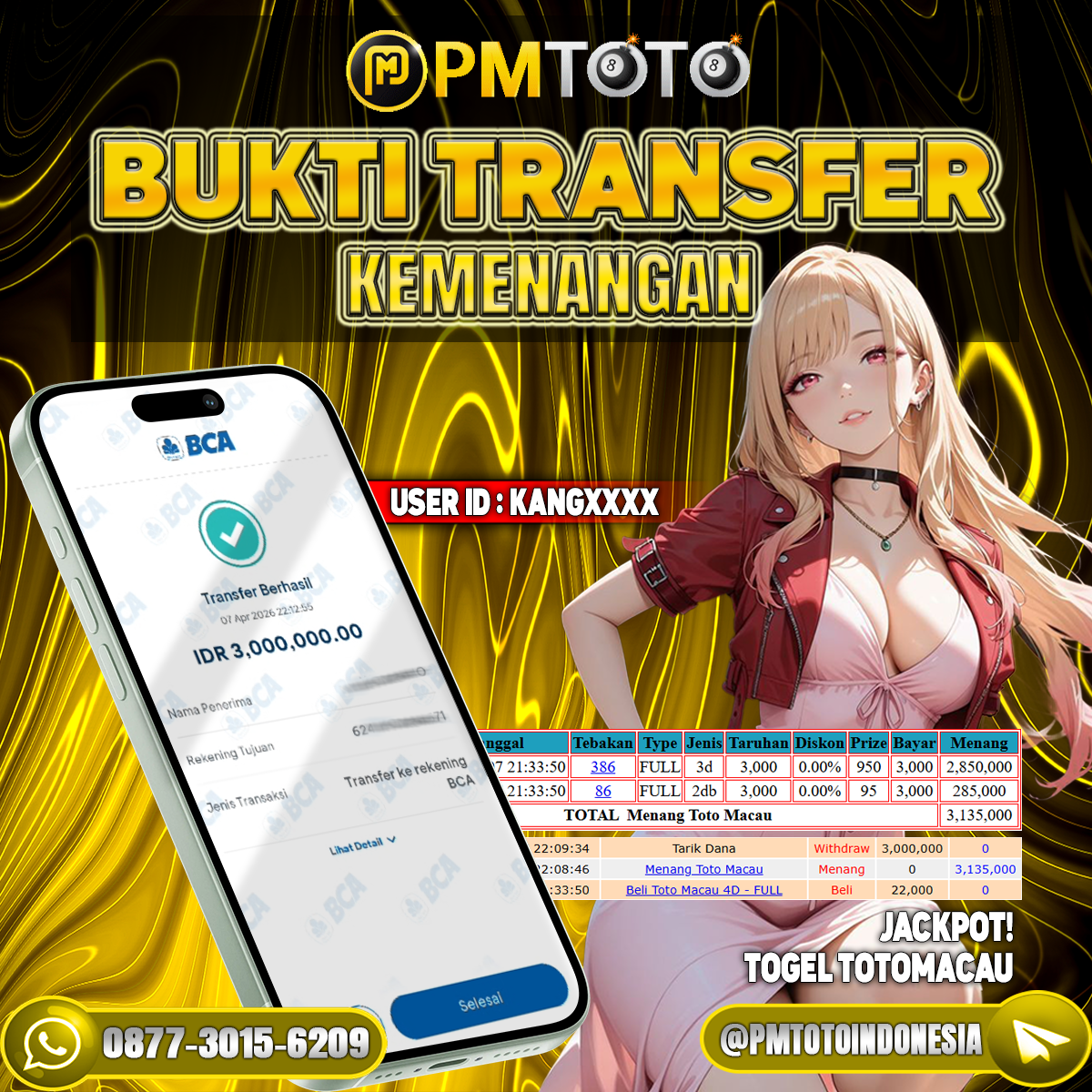 SELAMAT KEPADA MEMBER KANGXXXX JACKPOT 3 JUTA DI TOGEL TOTOMACAU
