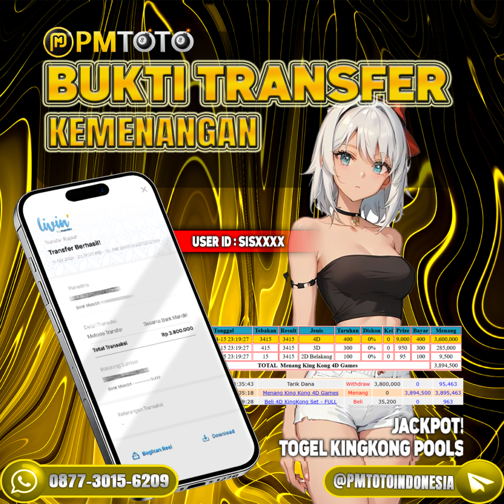 SELAMAT KEPADA MEMBER JACKPOT 3.8 JUTA DI TOGEL KINGKONG 4D