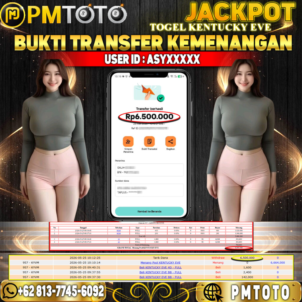 SELAMAT KEPADA MEMBER ASYXXXX JACKPOT 6.5 JUTA DI TOGEL KENTUCKY EVE