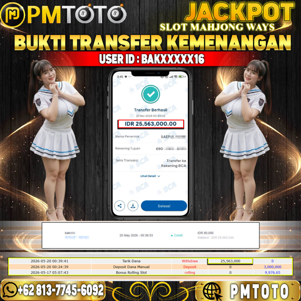 SELAMAT KEPADA MEMBER BAKXXXX16 JACKPOT 25.5 JUTA DI SLOT MAHJONG WAYS