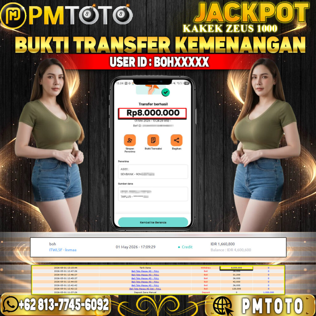 SELAMAT KEPADA MEMBER BOHXXXX JACKPOT 8 JUTA DI SLOT GATES OF OLYMPUS 1000