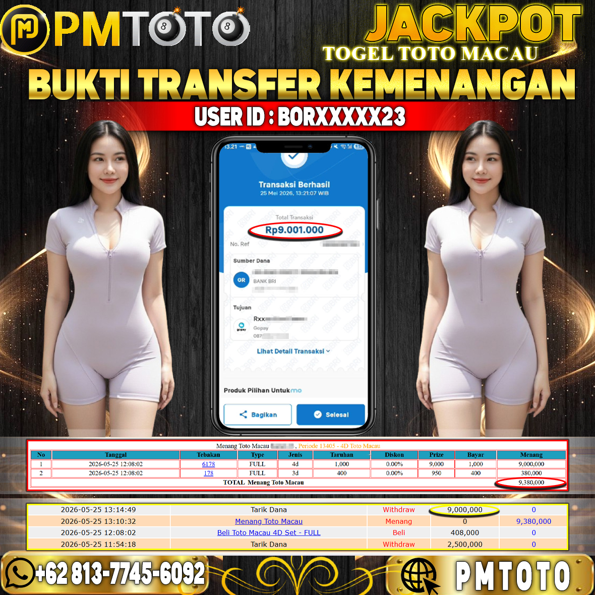 SELAMAT KEPADA MEMBER BORXXXX23 JACKPOT 9 JUTA DI TOGEL TOTO MACAU