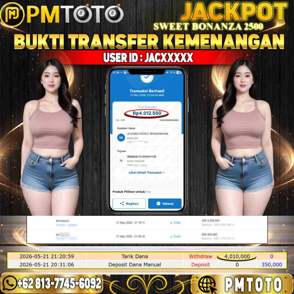 SELAMAT KEPADA MEMBER JACXXXX JACKPOT 4 JUTA DI SLOT SWEET BONANZA 2500