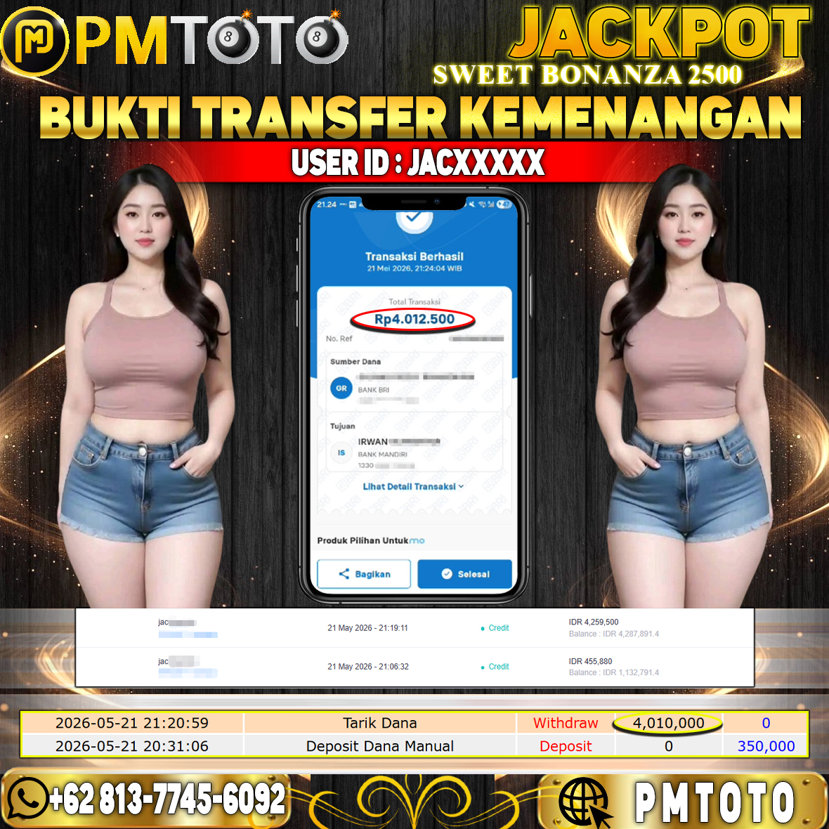 SELAMAT KEPADA MEMBER JACXXXX JACKPOT 4 JUTA DI SLOT SWEET BONANZA 2500