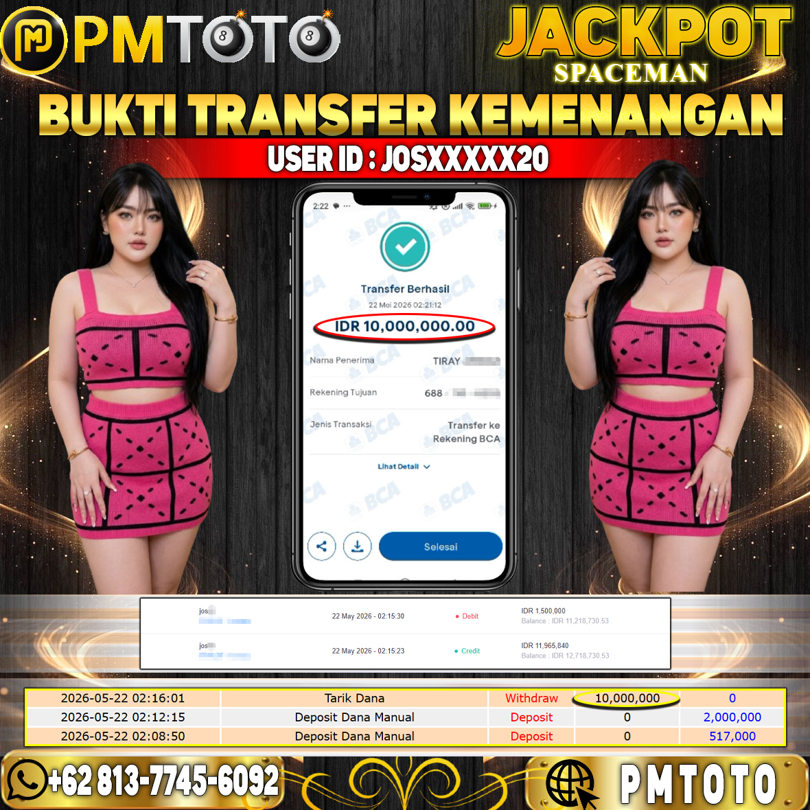 SELAMAT KEPADA MEMBER JOSXXXX20 JACKPOT 10 JUTA DI SLOT SPACEMAN