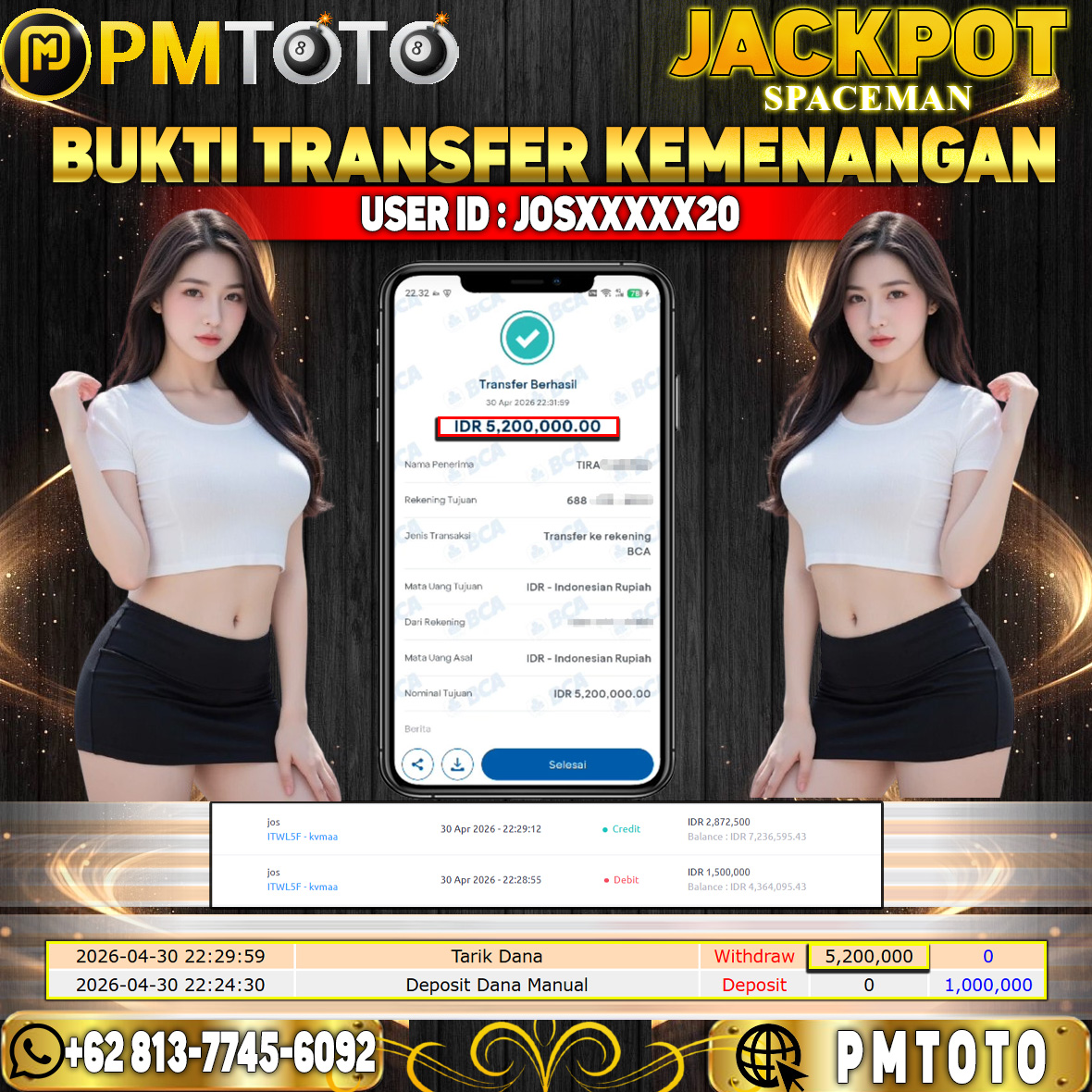 SELAMAT KEPADA MEMBER JOSXXXX20 JACKPOT 5.2 JUTA DI SLOT SPACEMAN