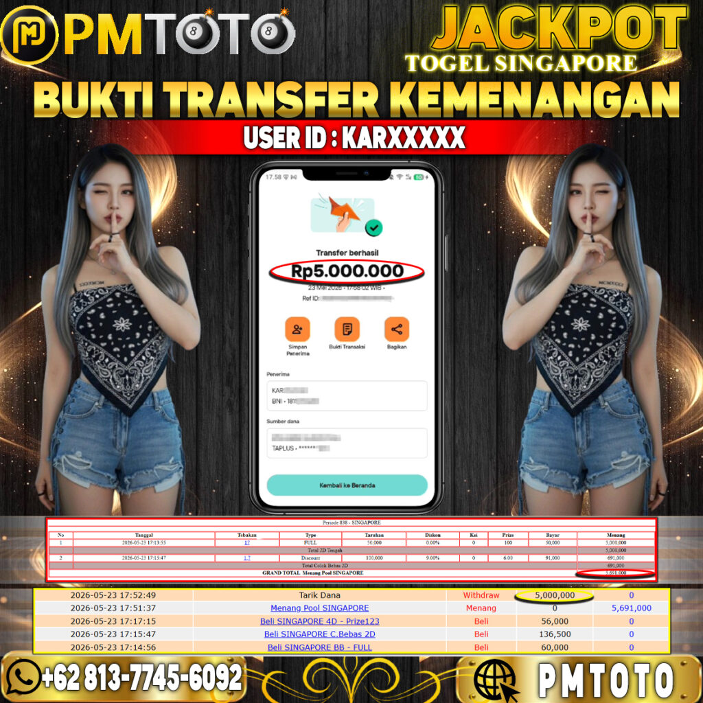 SELAMAT KEPADA MEMBER KARXXXX JACKPOT 5 JUTA DI TOGEL SINGAPORE