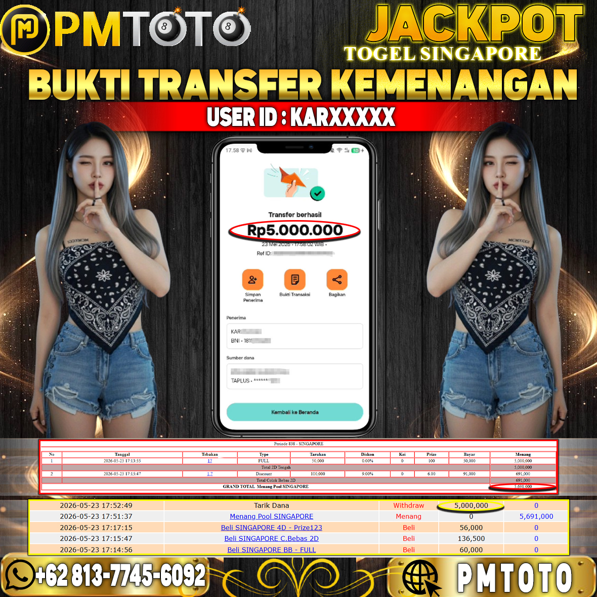 SELAMAT KEPADA MEMBER KARXXXX JACKPOT 5 JUTA DI TOGEL SINGAPORE