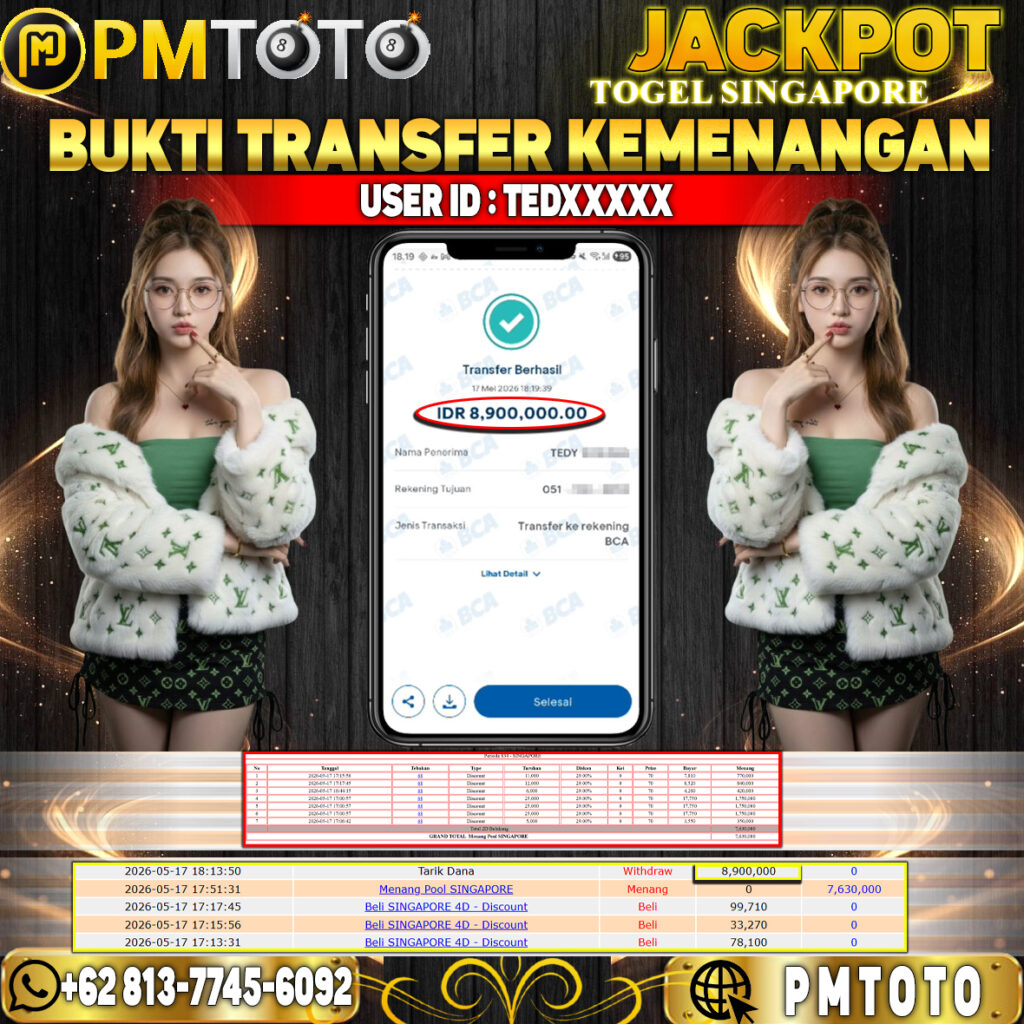 SELAMAT KEPADA MEMBER TEDXXXX JACKPOT 8.9 JUTA DI TOGEL SINGAPORE