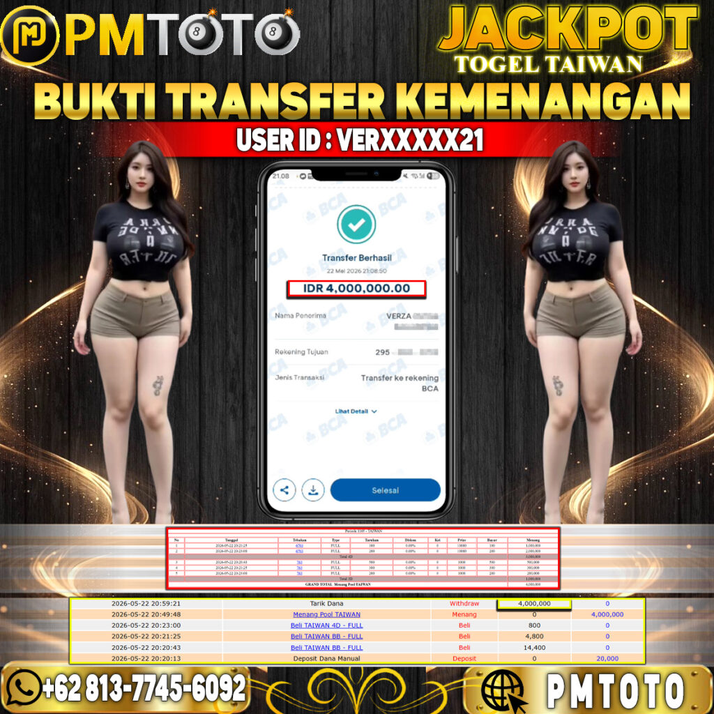 SELAMAT KEPADA MEMBER VERXXXX21 JACKPOT 4 JUTA DI TOGEL TAIWAN