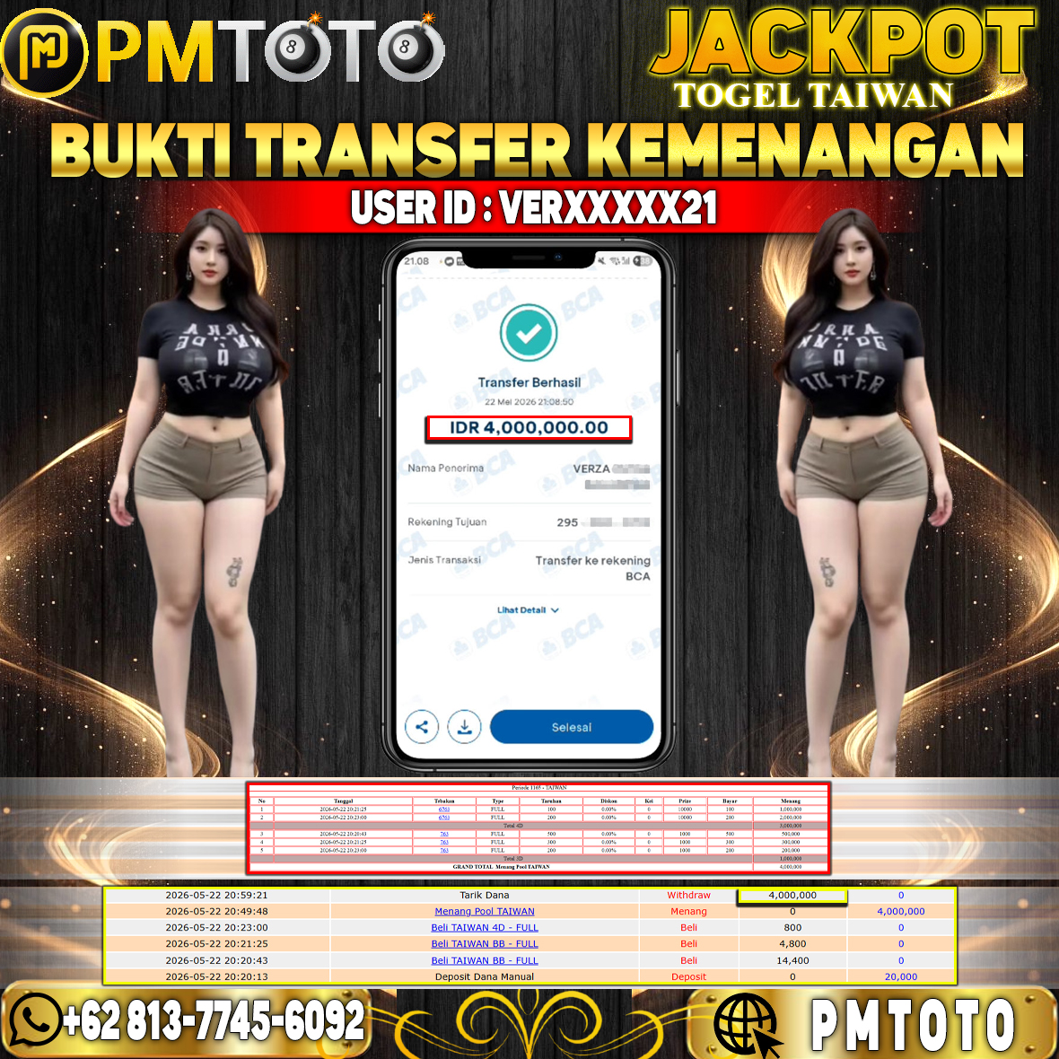 SELAMAT KEPADA MEMBER VERXXXX21 JACKPOT 4 JUTA DI TOGEL TAIWAN