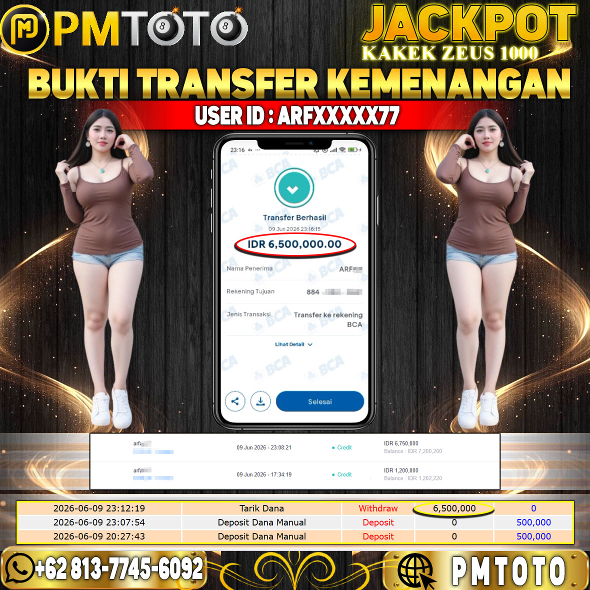 SELAMAT KEPADA MEMBER ARFXXXX77 JACKPOT 6.5 JUTA DI SLOT GATES OF OLYMPUS 1000
