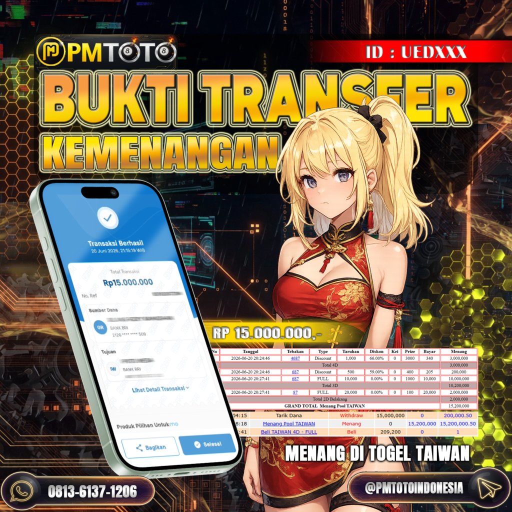 SELAMAT KEPADA MEMBER UEDXXX JACKPOT 15 JUTA DI TOGEL TAIWAN