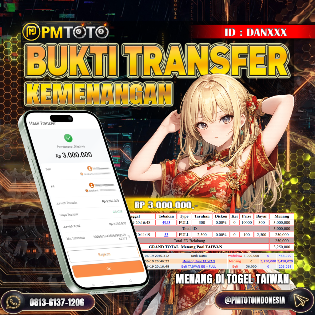 SELAMAT KEPADA MEMBER DANXXX JACKPOT 3 JUTA DI TOGEL TAIWAN