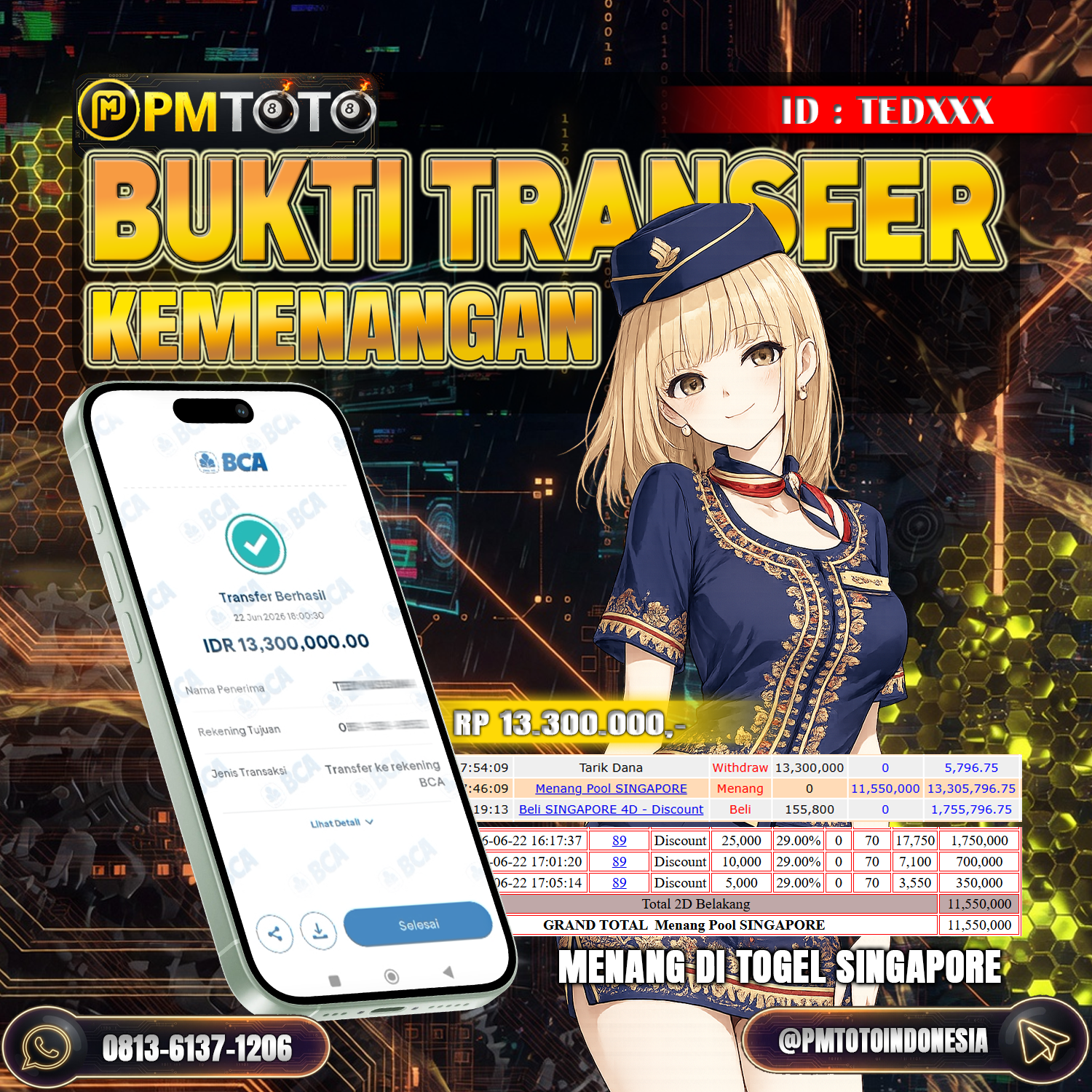 SELAMAT KEPADA MEMBER TEDXXX JACKPOT 13.3 JUTA DI TOGEL SINGAPORE